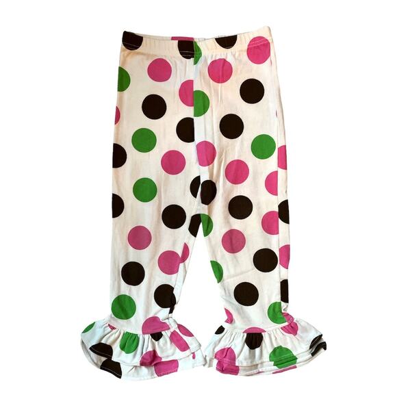 Kelly’s Kids Polka Dot Pants Elastic Waist Ruffle Hem Cotton Blend Girl's Size 4 - Picture 1 of 4